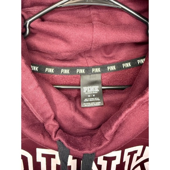 PINK Victoria's Secret Burgundy Cowl Neck Pullover Sweatshirt Love Casual - Picture 2 of 3